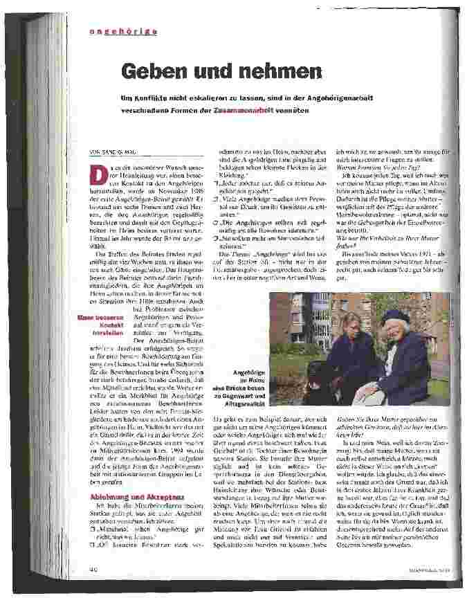 Vorschauseite 1: Geben und nehmen Angehörige