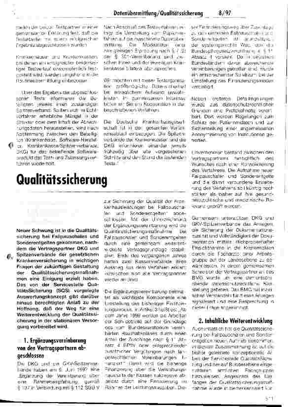 Vorschauseite 1: Qualitätssicherung Qualitätssicherung bei Fallpauschalen und Sonderentgelten