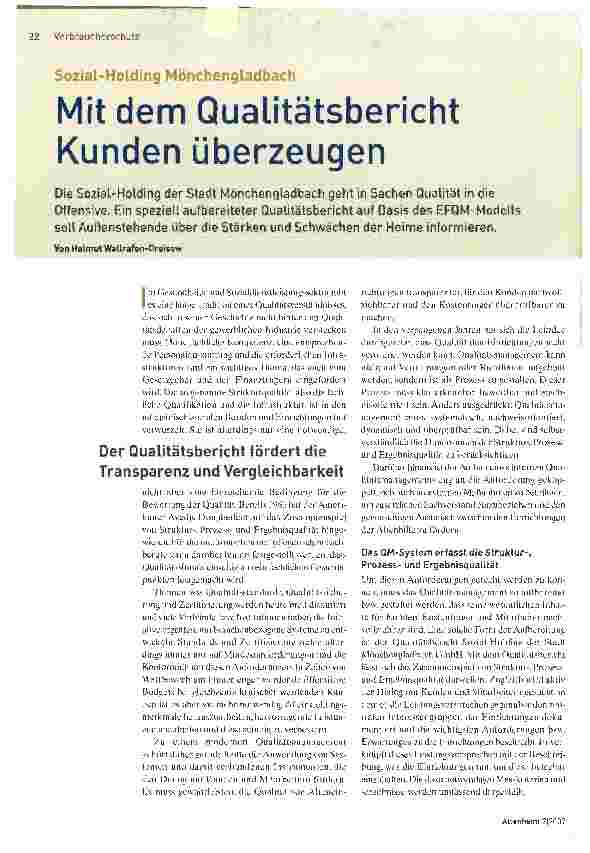 Vorschauseite 1: Mit dem Qualitätsbericht Kunden überzeugen
