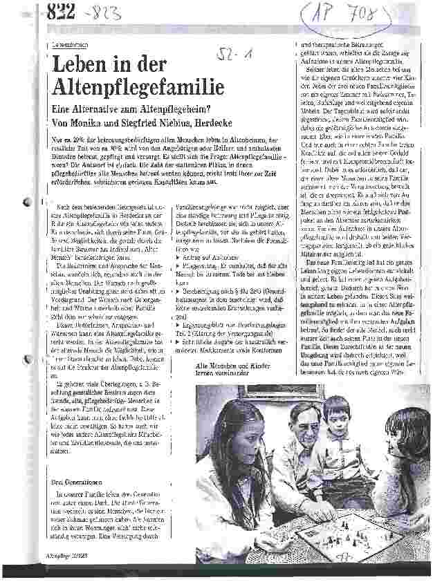 Vorschauseite 1: Leben in der Altenpflegefamilie Eine Alternative zum Altenpflegeheim?