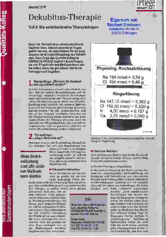 Vorschauseite 1: Dekubitus-Therapie Teil 2: Die entscheidenden Therapiefragen