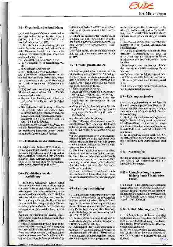 Vorschauseite 2: Entwurf einer Schulordnung für Schulen der Krankenpflege, Kinderkrankenpflege und Krankenpflegehilfe