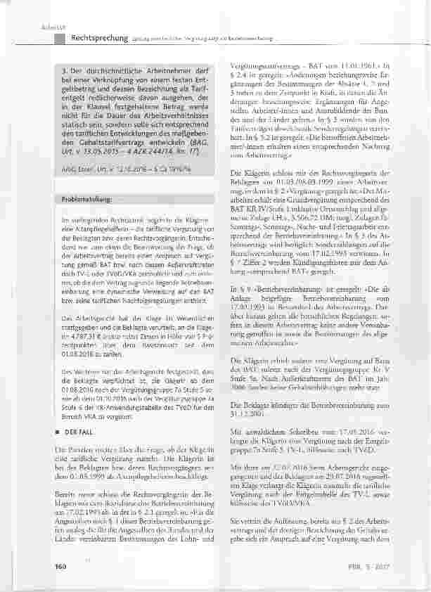 Vorschauseite 2: Zahlung einer tariflichen Vergütung aufgrund Betriebsvereinbarung