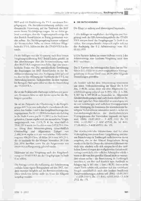 Vorschauseite 3: Zahlung einer tariflichen Vergütung aufgrund Betriebsvereinbarung