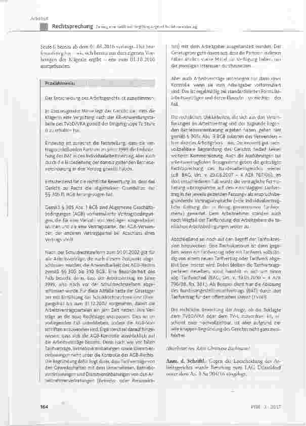 Vorschauseite 6: Zahlung einer tariflichen Vergütung aufgrund Betriebsvereinbarung