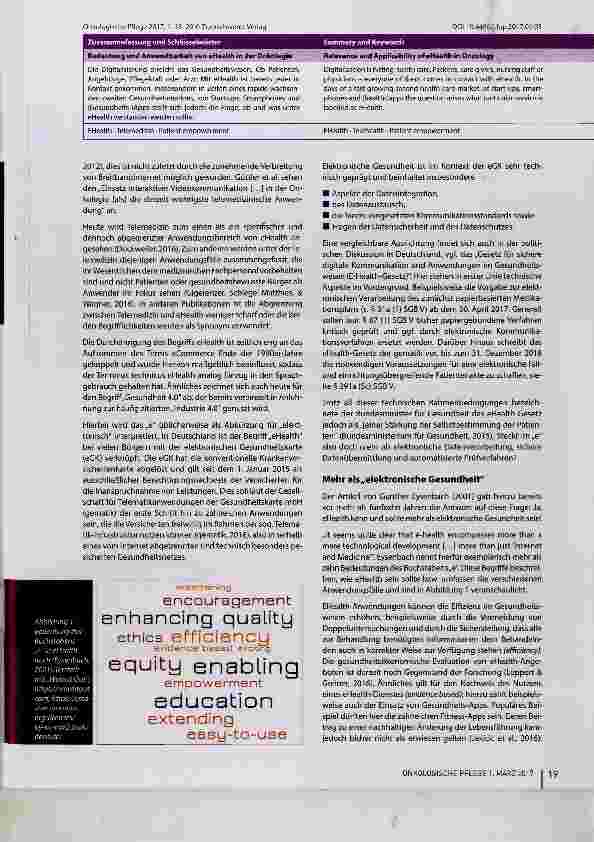 Vorschauseite 2: Bedeutung und Anwendbarkeit von eHealth in der Onkologie