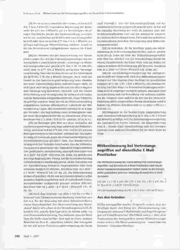 Vorschauseite 1: Mitbestimmung bei Vertretungszugriffen auf dienstliche E-Mail Postfächer