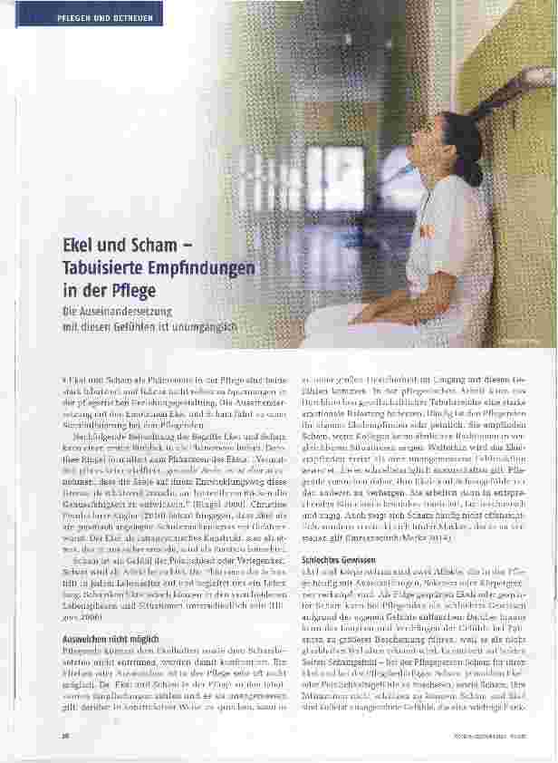 Vorschauseite 1: Ekel und Scham Tabuisierte Empfindungen in der Pflege Die Auseinandersetzungmit diesen Gefühlen ist unumgänglich