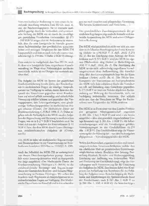 Vorschauseite 6: Zur Befangenheit einer Gutachterin des MDK im Streit zwischen Pflegeheim und Krankenkasse