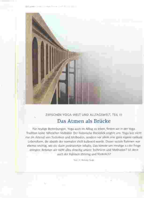 Vorschauseite 1: ZWISCHEN YOGA-WELT UND ALLTAGSWELT, TEIL III Das Atmen als Brücke