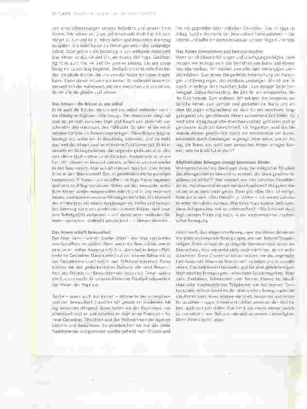 Vorschauseite 3: ZWISCHEN YOGA-WELT UND ALLTAGSWELT, TEIL III Das Atmen als Brücke