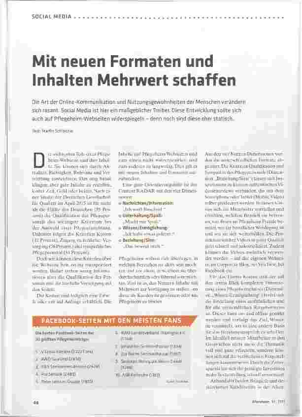 Vorschauseite 1: Mit neuen Formaten und Inhalten Mehrwert schaffen