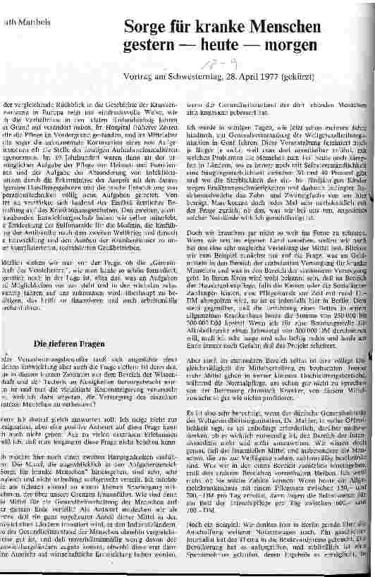 Vorschauseite 1: Sorge für kranke Menschen gestern - heute - morgen