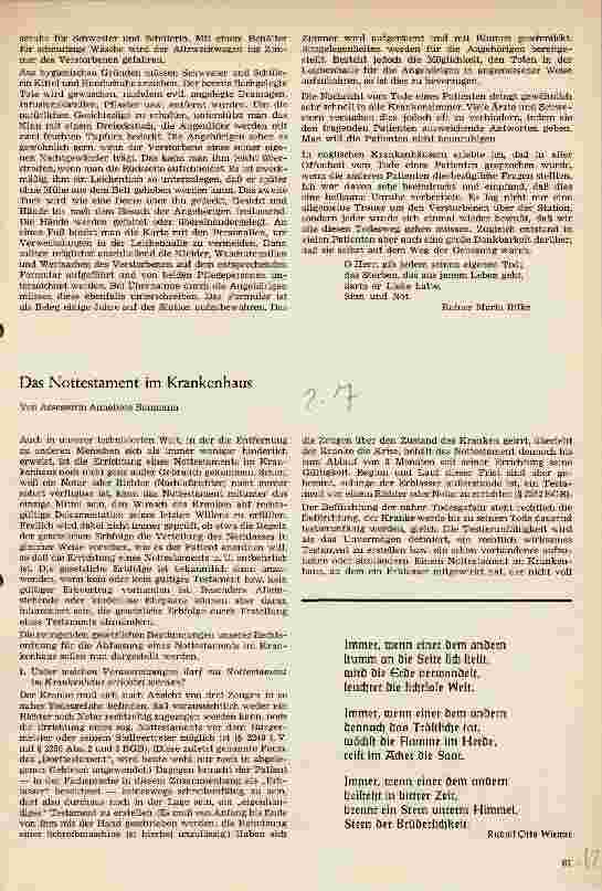 Vorschauseite 1: Das Nottestament im Krankenhaus