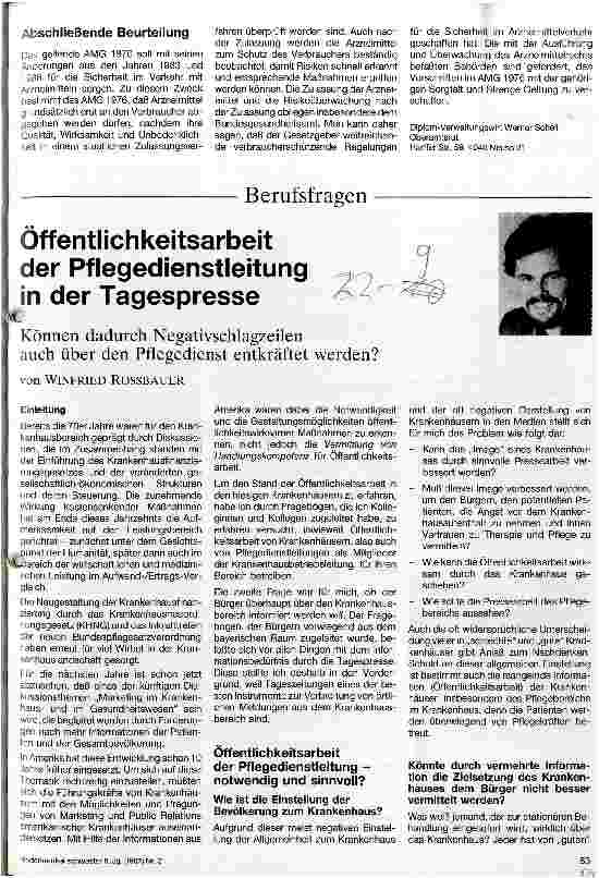 Vorschauseite 1: Öffentlichkeitsarbeit der Pflegedienstleitung in der Tagespresse Können dadurch Negativschlagzeilen entkräftet werden?