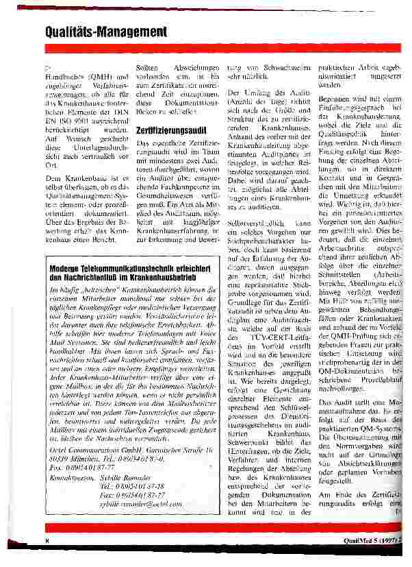 Vorschauseite 6: Zertifizierung von Krankenhäusern nach DIN EN ISO 9001 Anwendung des TÜV-CERT-Leitfadens beim Zertifizierungsaudit