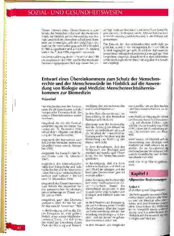 Vorschauseite 2: Die Bioethik-Konvention des Europarates