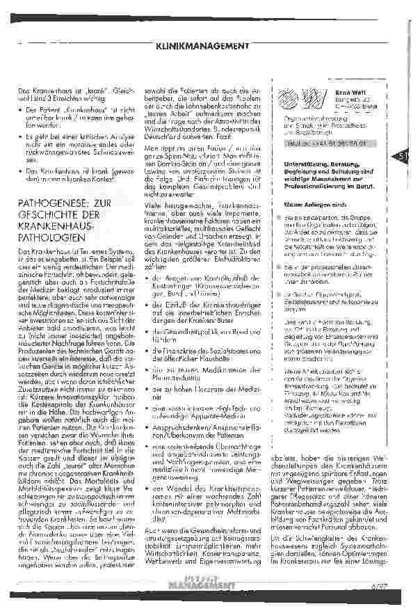 Vorschauseite 2: Das Krankenhaus der Zukunft - die Zukunft des Krankenhauses Auf dem Weg zum Magnetkrankenhaus