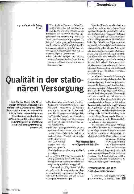 Vorschauseite 1: Qualität in der stationären Versorgung