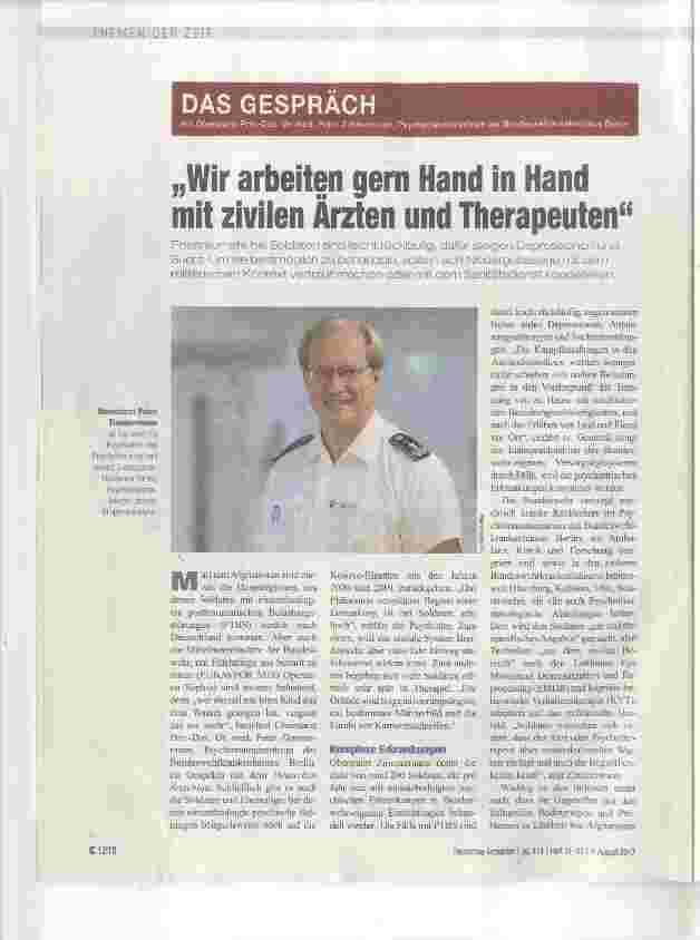 Vorschauseite 1: „Wir arbeiten gern Hand in Hand mit ziviien Ärzten und Therapeuten“