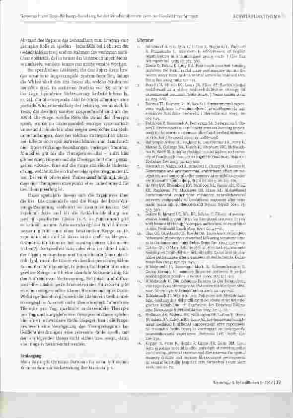 Vorschauseite 5: Was sagt der Tierversuch über die Dosis-Wirkungs-Beziehung bei der Rehabilitation von Lernund Gedächtnisstörungen?