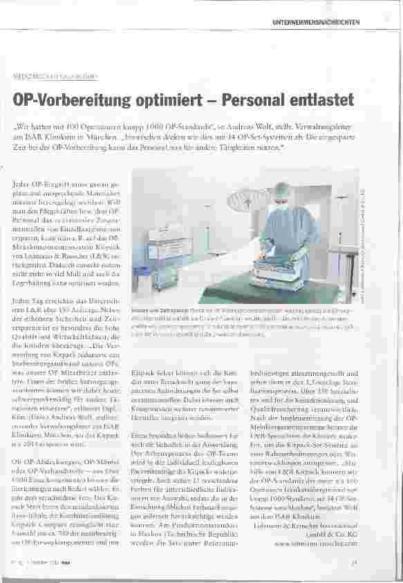 Vorschauseite 1: OP-Vorbereitung optimiert Personal entlastet