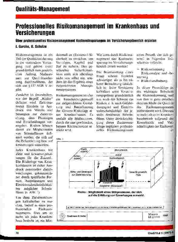 Vorschauseite 1: Professionelles Risikomanagement im Krankenhaus und Versicherungen Über professionelles Risikomanagement Kosteneinsparungen im Versicherungsbereich erzielen