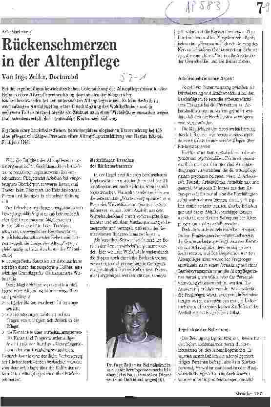 Vorschauseite 1: Rückenschmerzen in der Altenpflege