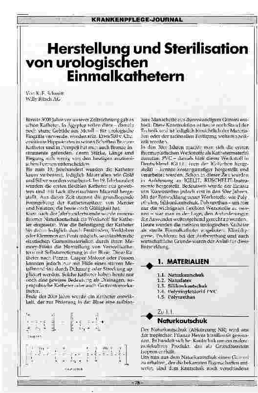 Vorschauseite 1: Herstellung und Sterilisation von urologischen Einmalkathetern