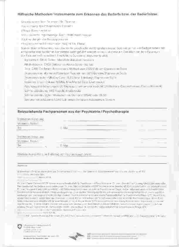 Vorschauseite 6: Empfehlungen für die allgemeine Palliative Care zum Beizug von Fachpersonen aus der Psychiatrie/Psychotherapie