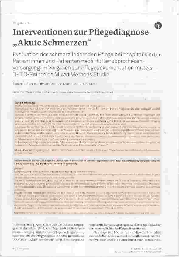 Vorschauseite 1: Interventionen zur Pflegediagnose „Akute Schmerzen“