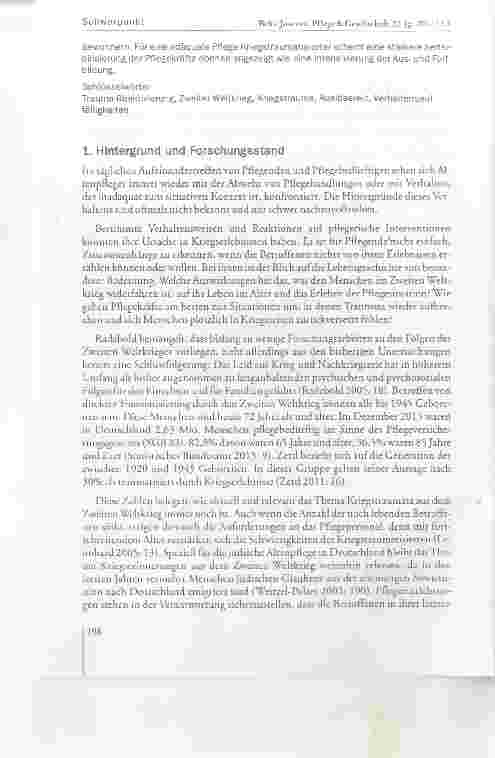 Vorschauseite 2: Reaktivierung von Traumata aus dem Zweiten Weitkrieg Erscheinungsformen und Umgangmit der Thematik in der stationären Altenhilfe