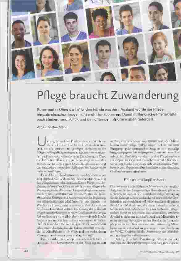 Vorschauseite 1: Pflege braucht Zuwanderung