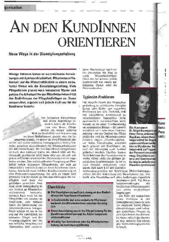 Vorschauseite 1: An den KundInnen orientieren Neue Wege in der Dienstplangestaltung