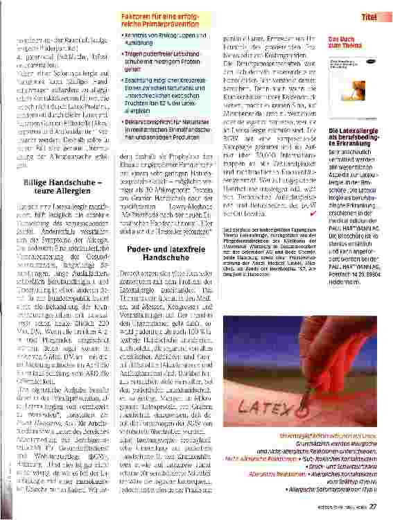 Vorschauseite 2: Die Gefahr aus dem Handschuh Latexallergie breitet sich aus