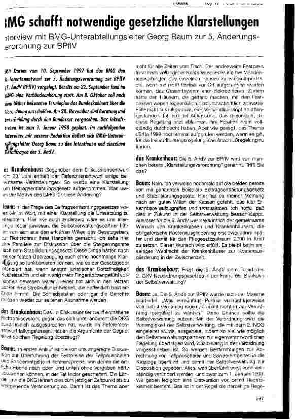 Vorschauseite 1: BMG schafft notwendige gesetzliche Klarstellungen