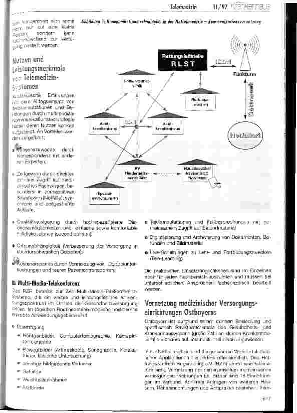 Vorschauseite 2: Telemedizin - Vernetzung medizinischer Versorgungseinrichtungen in Ostbayern Schrittmacherfunktion des Rettungszentrums Regensburg