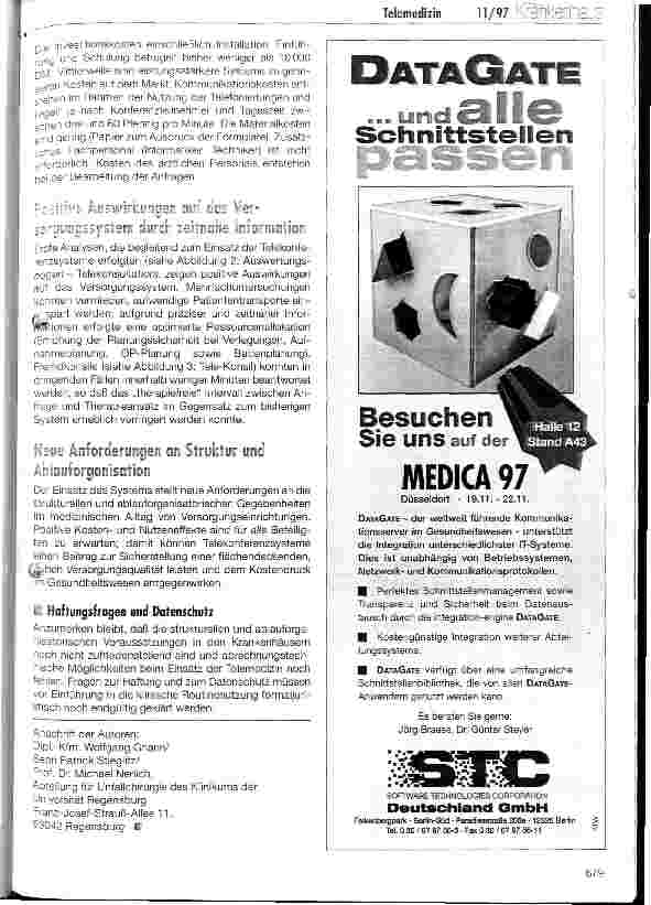 Vorschauseite 4: Telemedizin - Vernetzung medizinischer Versorgungseinrichtungen in Ostbayern Schrittmacherfunktion des Rettungszentrums Regensburg