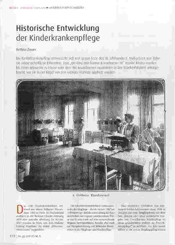 Vorschauseite 1: Historische Entwicklung der Kinderkrankenpflege