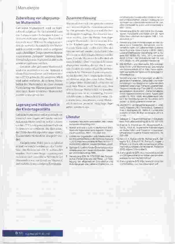 Vorschauseite 6: Abgabe von Muttermilch aus lebensmittelhygienischer Sicht