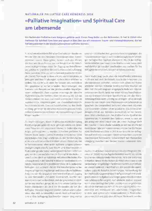 Vorschauseite 1: «Palliative Imagination» und Spiritual Care am Lebensende