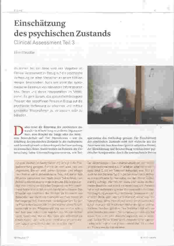 Vorschauseite 1: Einschätzung des psychischen Zustands Clinical Assessment Teil 3
