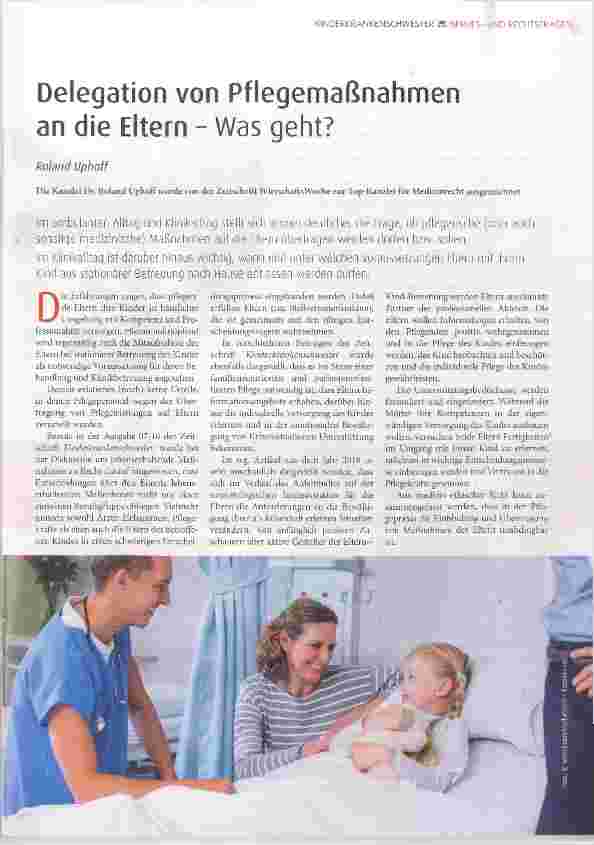 Vorschauseite 1: Delegation von Pflegemaßnahmen an die Eltern Was geht?