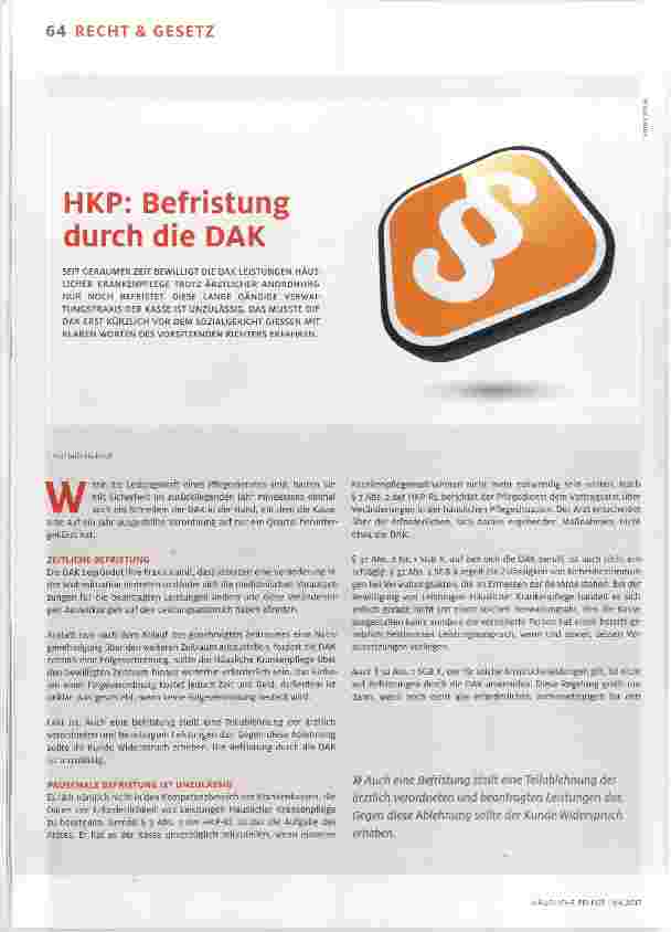 Vorschauseite 1: HKP: Befristung durch die DAK
