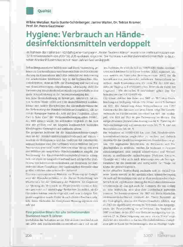 Vorschauseite 1: Hygiene: Verbrauch an desinfektionsmittein verdoppelt