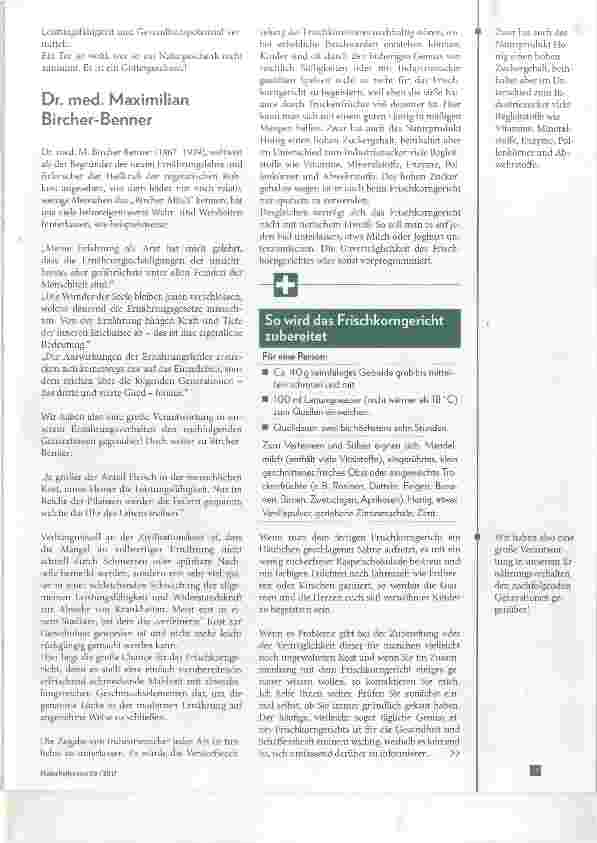 Vorschauseite 2: Körperlich fit und geistig rege Frischkorngericht machts möglich