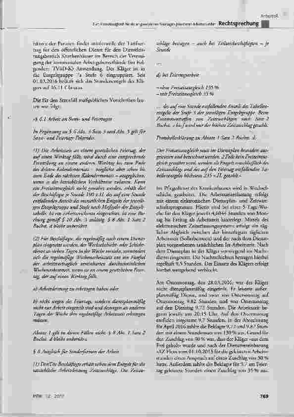 Vorschauseite 2: Zum Freizeitausgleich für die an gesetzlichen Feiertagen geleisteten Arbeitsstunden