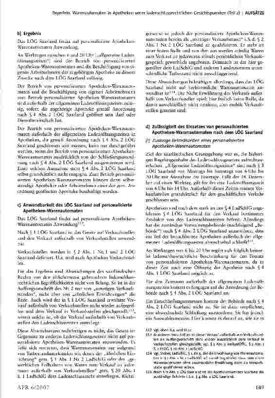Vorschauseite 3: Warenautomaten in Apotheken unter ladenschlussrechtlichen Gesichtspunkten* (Teil 2)