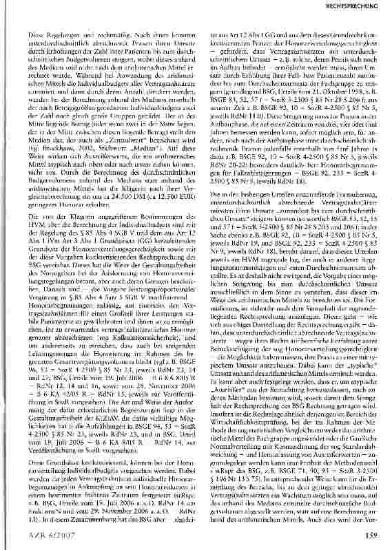Vorschauseite 3: Der Durchschnittsumsatz von Arztpraxen kann im Rahmen des Honorarverteilungsmaßstabs (HVM) nach dem Mediän bestimmt werden