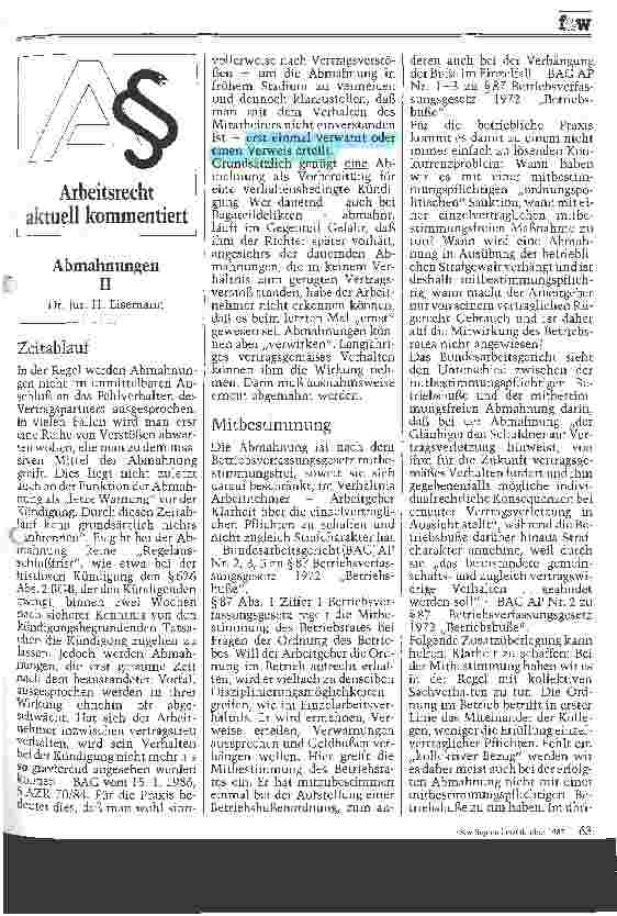Vorschauseite 1: Abmahnungen II